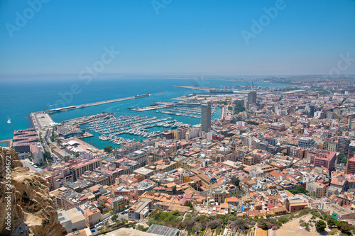 Cuadros en Lienzo Aerial view of Spanish city and port Alicante