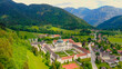 Ettal Abbey, called Kloster Ettal, a monastery in the village of Ettal, Bavaria, Germany - aerial photography