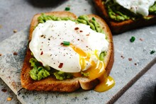 Poached Egg Avocado Toast, Selective Focus