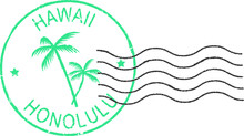 Postal Grunge Stamp Symbols ''Hawaii-Honolulu''.