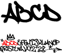 Spray Graffiti Tagging Font. Letters ''A'', ''B'', ''C'', ''D''. Part 1
