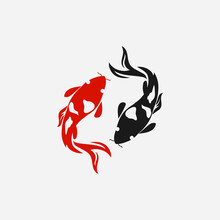 Yin Yang Symbol With Koi Fish Vector Illustration. Koi Fishes In The Form Of A Symbol Of Yin And Yang Vector