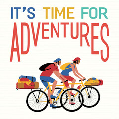 Wall Mural - Adventure bicycling travel flat vector concept