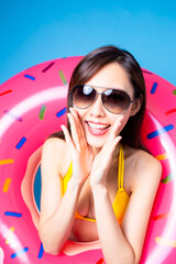 Poster - bikini girl with swim ring