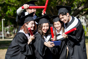 Sticker - group happy graduates students