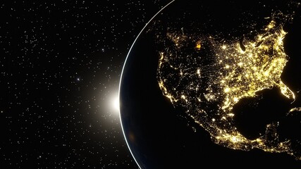 Wall Mural - realistic united states of america from space, usa from space 3d render