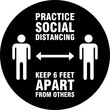 Practice Social Distancing Keep 6 Feet Apart from Others Round Instruction Icon. Vector Image.