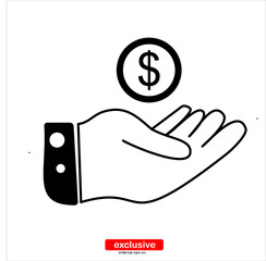 money in hand, investment icon.Flat design style vector illustration for graphic and web design.