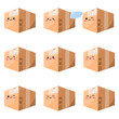 Kawaii parcel delivery icon expressions, Collection of parcel box icon emotion in different expressions. Flat style vector illustration