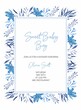 Invitation wedding card. baby shower party. flowers. roses. peonies. leaves. blue. indigo. template. frame.