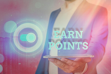 Word writing text Earn Points. Business photo showcasing a fund rewarded automatically after purchasing any product