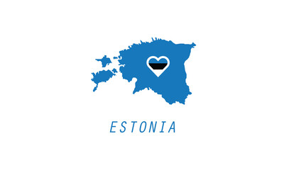 Wall Mural - Estonia map heart symbol love country vector illustration 