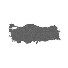 Vector Illustration Of Grey Turkey Map. Vector Map. .
