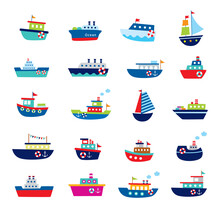 Cute Boat Ship Vector Illustration