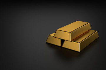 Wall Mural - Gold bars for website banner. 3D rendering.