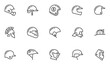 Helmets Vector Line Icons Set. Construction helmet, motorcycle helmet, hard hat. Editable stroke. Perfect pixel icons, such can be scaled to 24, 48, 96 pixels.