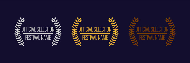 film movie award vector. laurel festival winner wreath. best cinema star icon. gold logo. celebrity 
