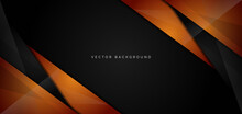 Template Corporate Banner Of Orange And Black Glossy Stripes On Black Background.