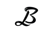 Bl Or Lb Cursive Letter Initial Logo Design, Vector Template