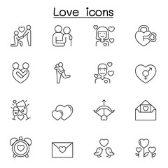 Wall Mural - Love icon set in thin line style