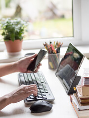 improvised home office for teleworking in times of covid-19