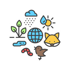 Wall Mural - Ecosystem color line icon. Sustainable biodiversity and animal friendly environment. Sign for web page, app. UI UX GUI design element. Editable stroke