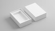 © Sashkin - Blank open box packaging mockup isolated on grey background, Template for your design. 3d rendering.