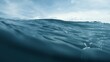 canvas print picture - Wave on moving water surface close up in the middle of the screen.  Under Water Surface in the middle of the sea