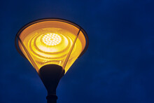 Street Lantern Against The Black Sky Low Light