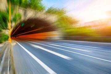 Empty tunnel road with motion blur.