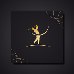 Wall Mural - Vector logo Club Golf. Luxury greeting card. Invitation template on black background