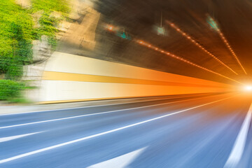 Empty tunnel road with motion blur.