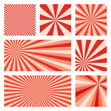 Artistic Sunburst Background Collection. Abstract Covers With Radial Rays. Superb Vector Illustration.