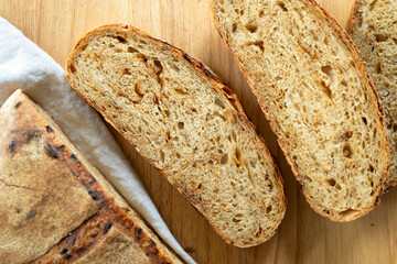 sliced homemade onion bread freshly baked.