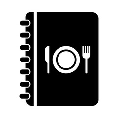 Poster - restaurant menu with cutlery and dish silhouette style