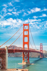 Golden Gate Bridge view from San Francisco side in a sunny day