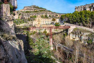 mountainous landscape and old monastery in the city of Cuenca. Spain