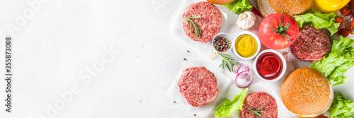 Cooking burger background Tableau sur Toile