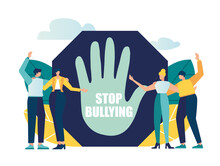 Vector Illustration, Social Problems Of Mankind. Stop Mocking Sign