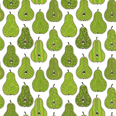 Canvas Print - Fresh pears modern beauty doodle seamless pattern.