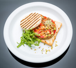 Wall Mural - Bruschetta with tomato, mozarella and basil