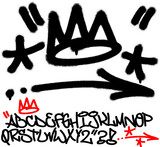 Fototapeta Fototapety dla młodzieży do pokoju - Spray graffiti tagging signs (crown, stars, arrow, quotation marks, dots). Part 8