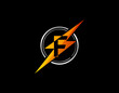Flash F Letter Logo. Creative Icon Created From Negative Space of Initial F Combined With Thunder Shape Design.