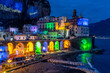 © DinoPh - Naples, Italy, December 2019: Colored christmas lights in Atrani, Atrani is a small town on the Amalfi coast, Naples, Italy
