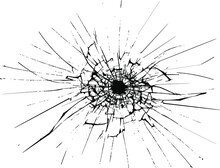 Broken Glass, Cracks, Bullet Marks On Glass. High Resolution. Texture Glass With Black Hole. You Can Easy Change Colors Or Sizes.