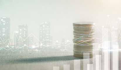 Wall Mural - Stock market or forex trading graph and candlestick chart suitable for financial investment concept. Forex trading candlestick chart economic , ECN Digital economy.