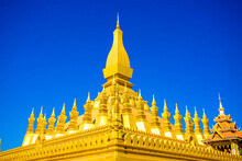 Main Pagoda Of Pha That Luang Temple In Vientiane , Laos