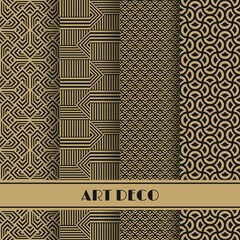 Aufkleber - Set of art deco seamless pattern. Vector illustration vintage design. Abstract seamless geometric patterns