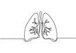 Single continuous line art of lungs. Lungs human organ one line illustration. Element of human parts for mobile concept and web apps icon. Minimalist lungs design contour drawing. Anatomy concept.