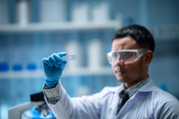 Wall Mural - medical science technology research in chemical laboratory, professional scientist working for exper